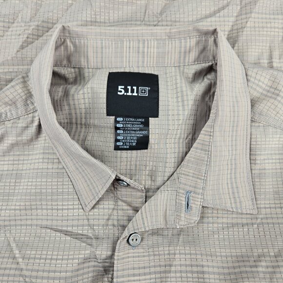 5.11 Tactical Shirt Mens 2XL XXL Beige Tan Ellis Snap Button Lightweight Pockets - Picture 5 of 14
